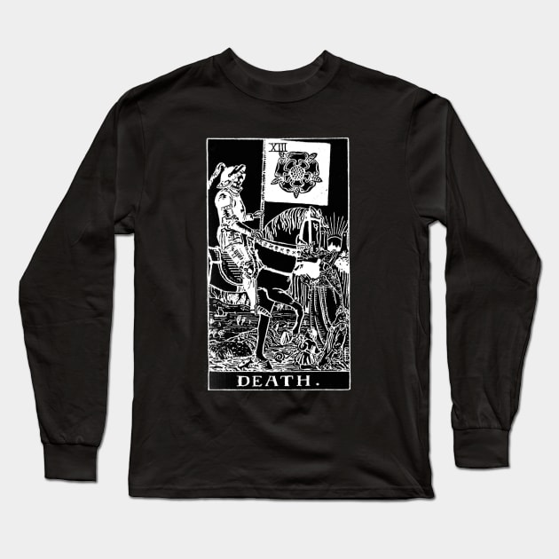 DEATH Tarot Card vintage retro illustration gothic Long Sleeve T-Shirt by AltrusianGrace